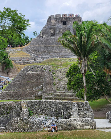 Ancient Mayan ruins of Xunantunich in Belize with towering stone structures