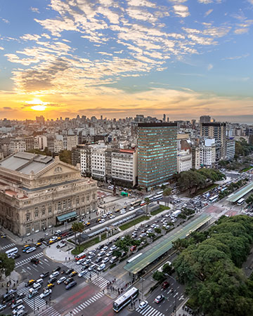 Cityscape of Buenos Aires, Argentina with historic European-style architecture